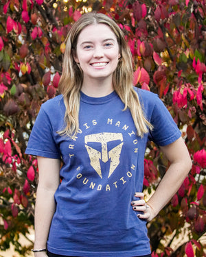 Blue and Gold Distressed Heavyweight Tee