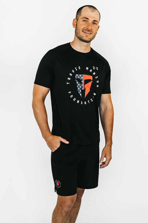 Men's UA Motivator Vented Coach's Shorts Black Travis Manion Foundation